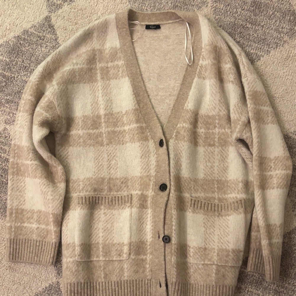 Rails Beige Plaid Cardigan